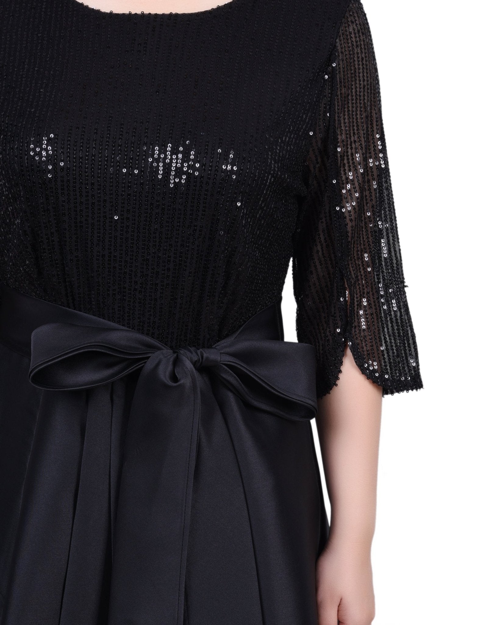 Sequin and Jacquard Holiday Dress - Petite Dressbarn Sequin and Jacquard Holiday Dress - Petite Dressbarn