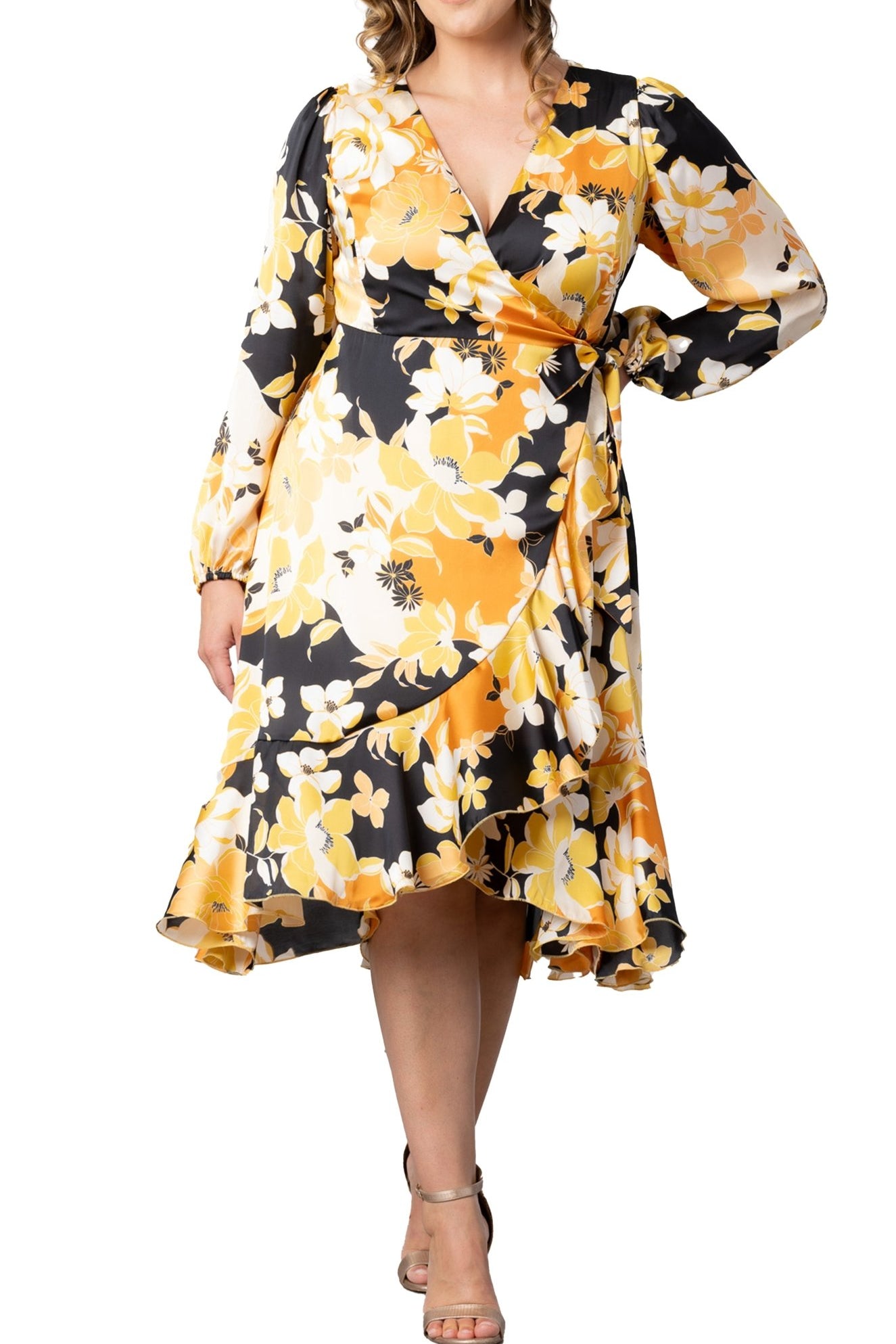 Serena Satin Wrap Dress - Plus - DressbarnDresses
