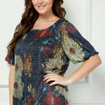 Short Puff Sleeve Scoop Neck Bubble Blouse - Plus - DressbarnApparel