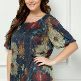 Short Puff Sleeve Scoop Neck Bubble Blouse - Plus - DressbarnApparel