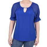 Short Ruffle Sleeve Top With Rhinestones - Petite - DressbarnShirts & Blouses