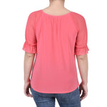 Short Ruffle Sleeve Top With Rhinestones - Petite - DressbarnShirts & Blouses