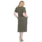 Short Sleeve Pocket Swing Midi Dress - Plus - DressbarnDresses