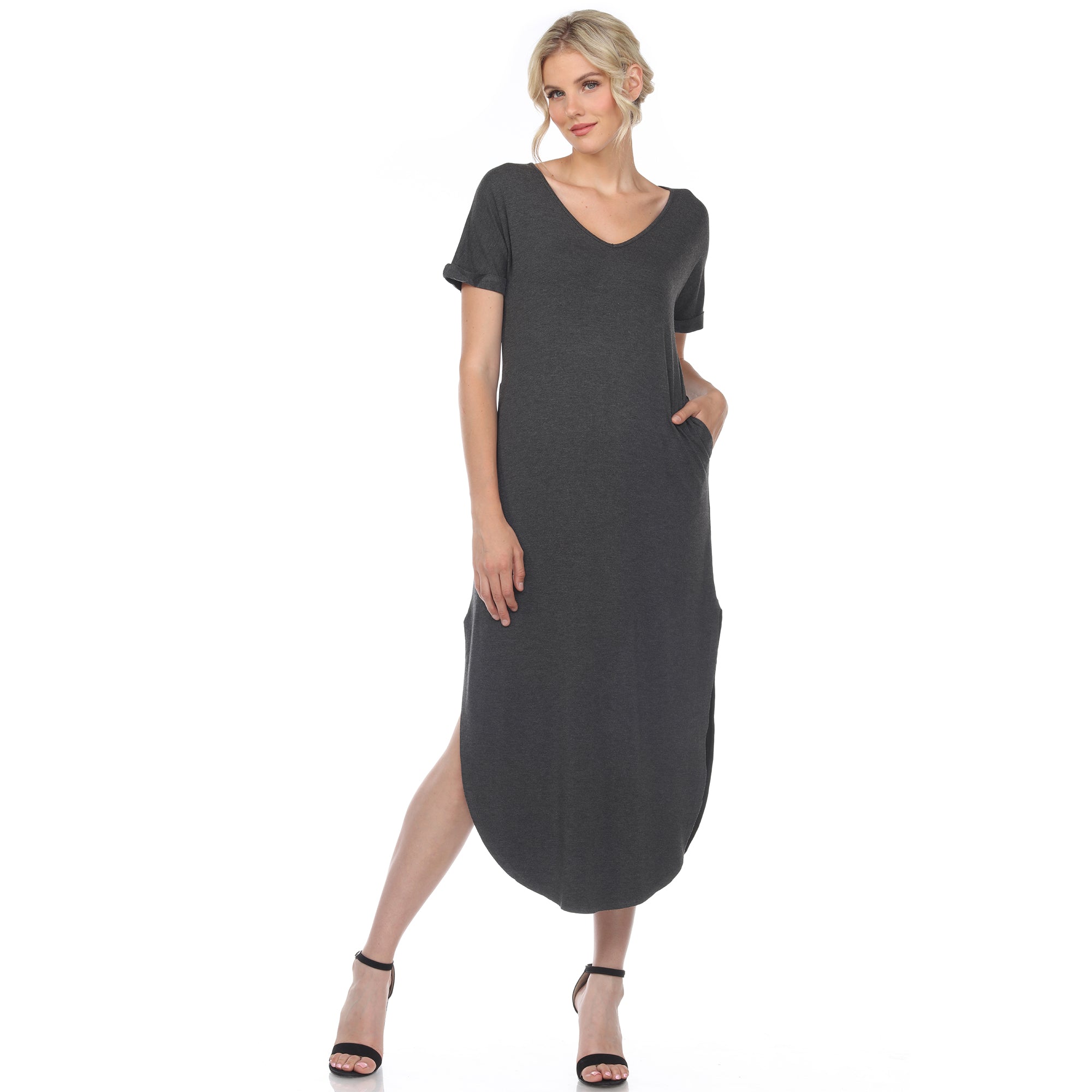 Short Sleeve V-neck Maxi Dress – Dressbarn - Main Image