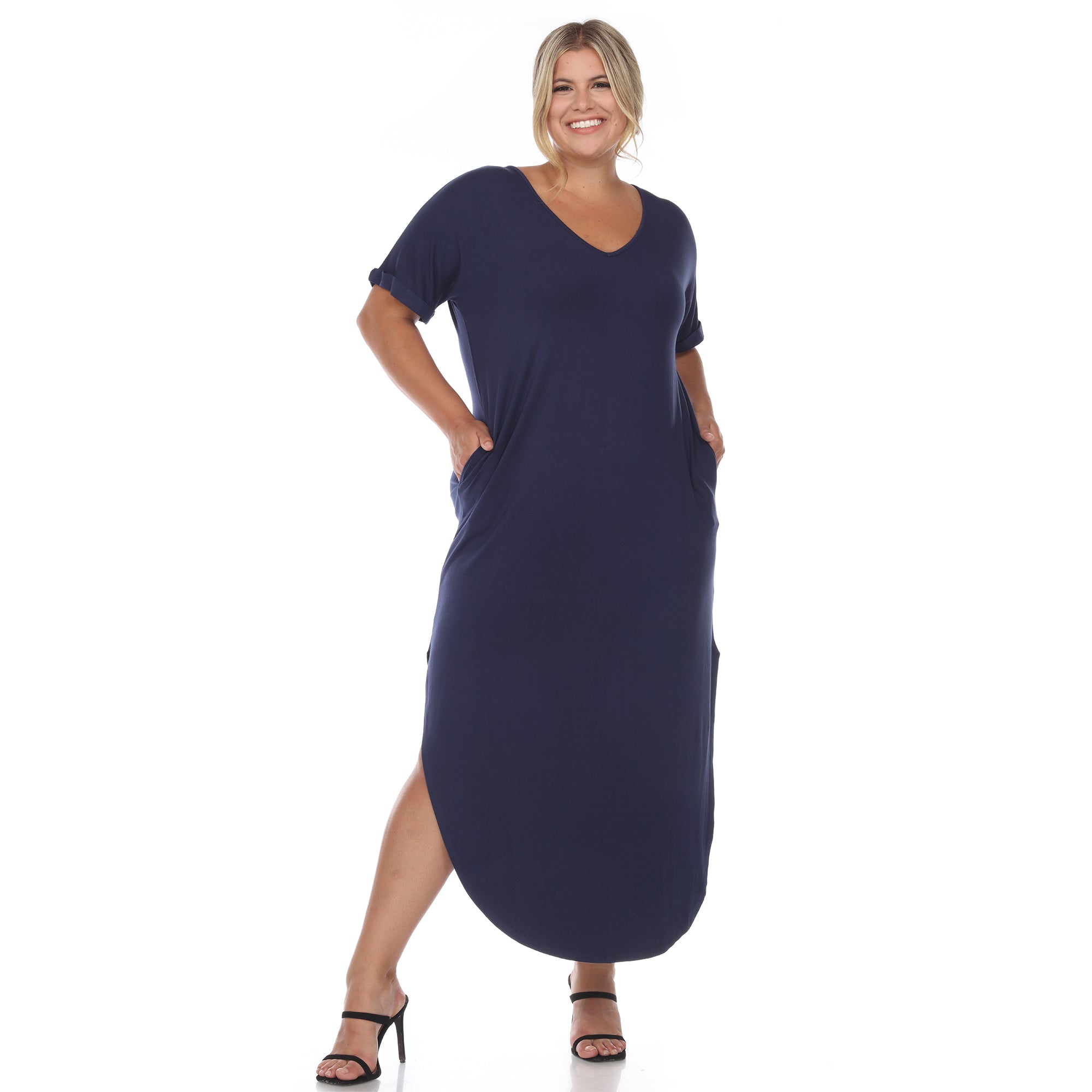 Short Sleeve V-neck Maxi Dress - Plus - DressbarnDresses