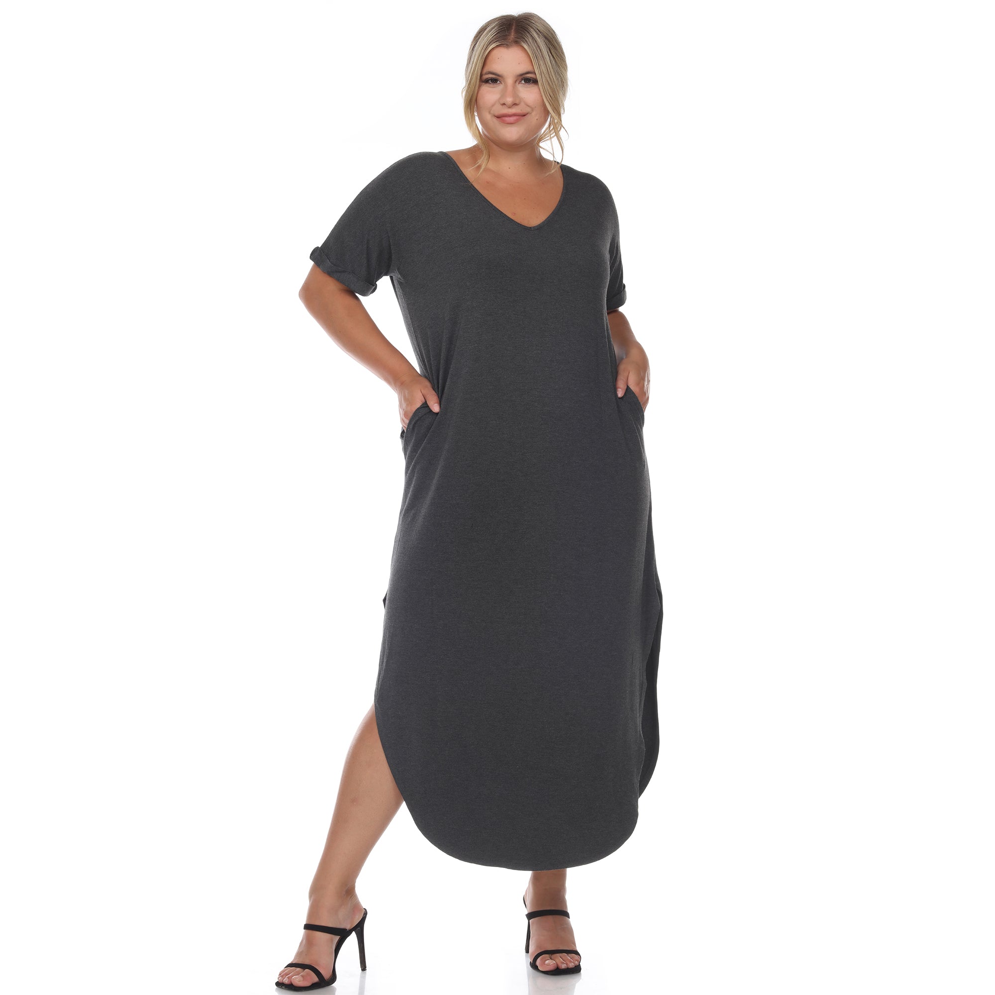 Short Sleeve V-neck Maxi Dress - Plus - DressbarnDresses