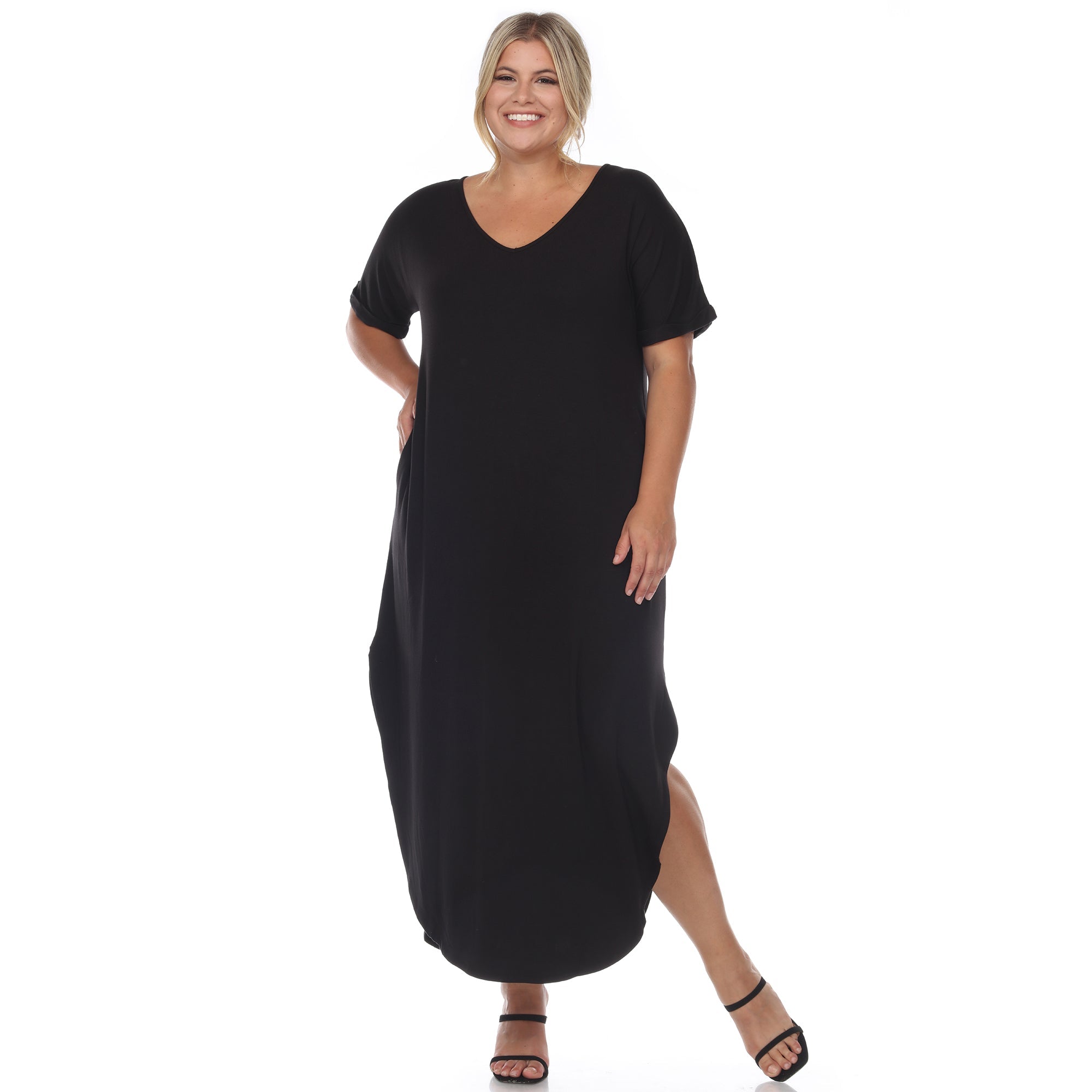 Short Sleeve V-neck Maxi Dress - Plus - DressbarnDresses