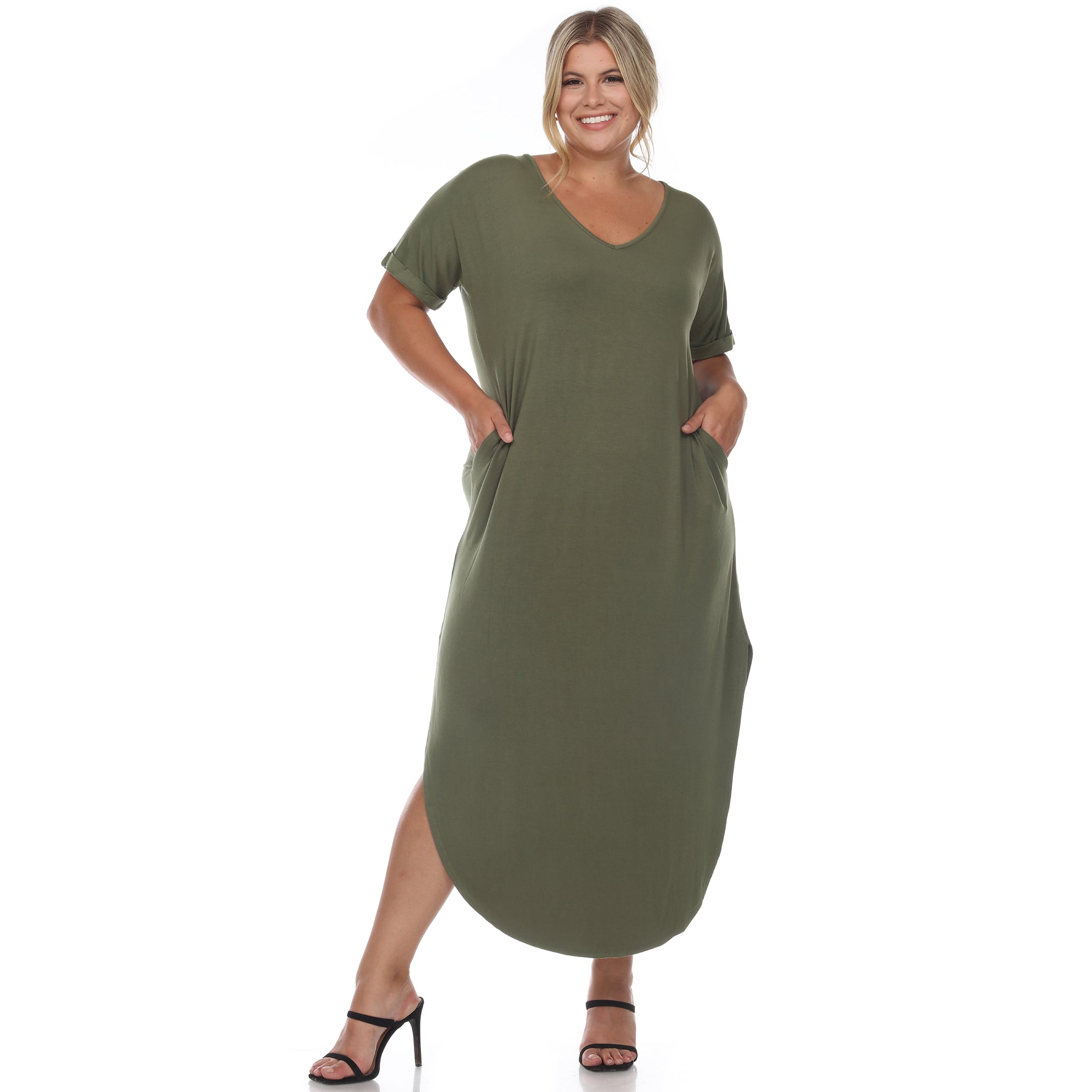 Short Sleeve V-neck Maxi Dress - Plus - DressbarnDresses