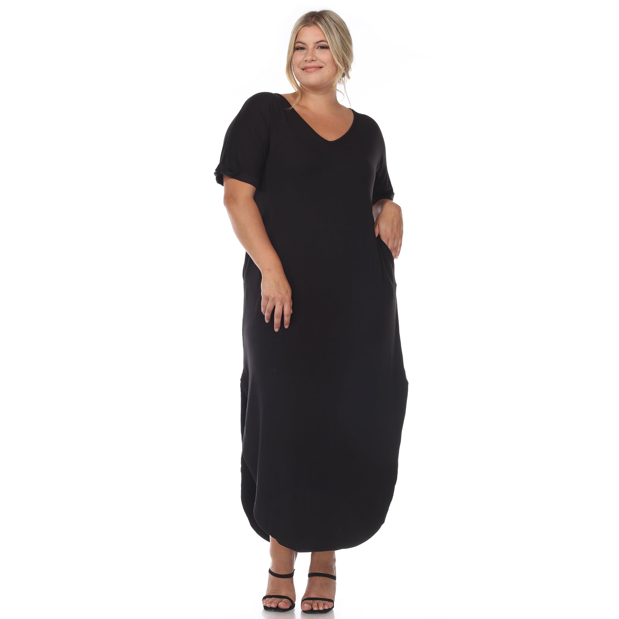 Short Sleeve V-neck Maxi Dress Plus
