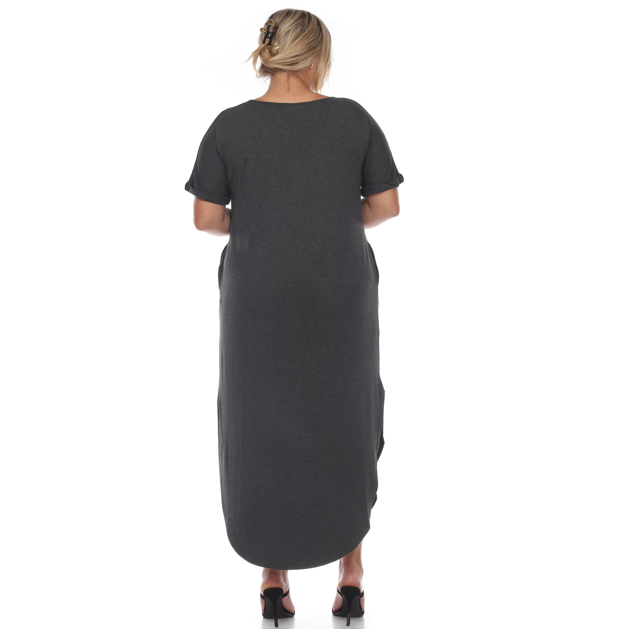 White Mark Plus Size Short Sleeve V-neck Maxi Dress - Blue - 3X White Mark Plus Size Short Sleeve V-neck Maxi Dress - Blue - 3X