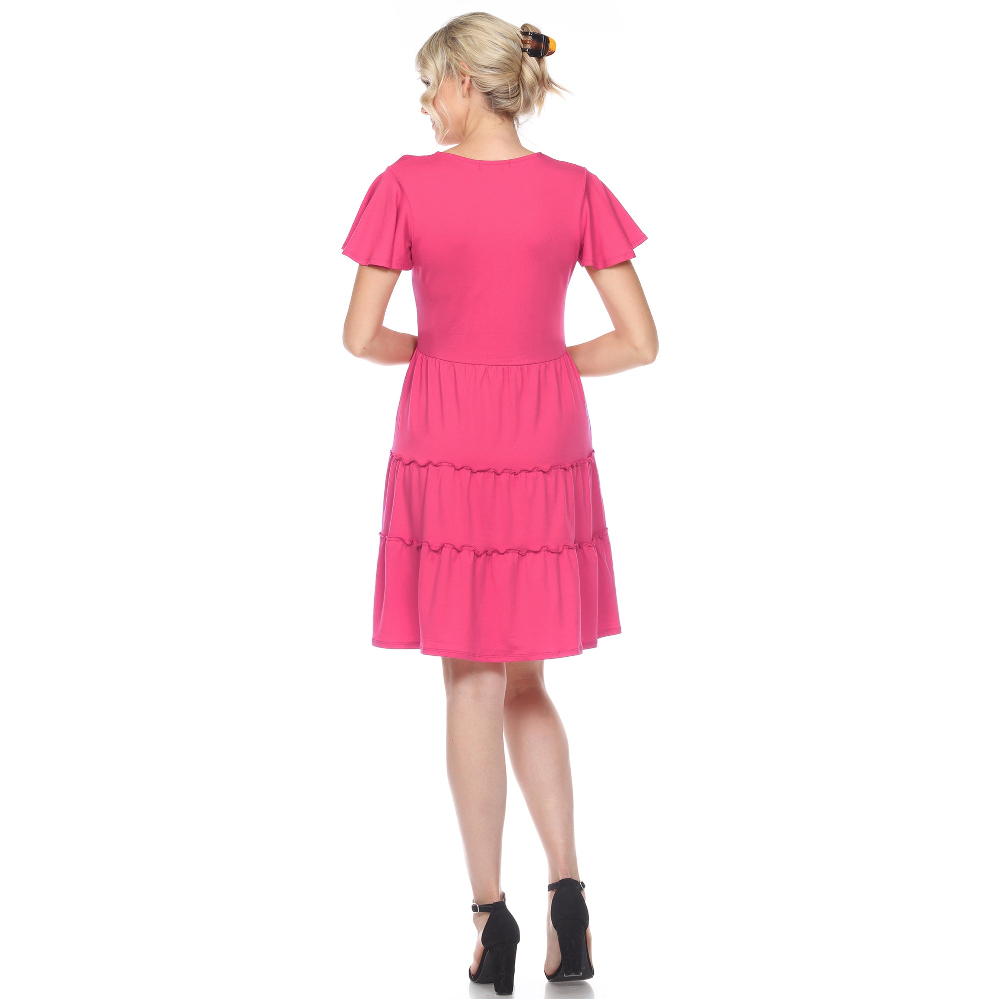 Short Sleeve V-neck Tiered Dress - DressbarnDresses