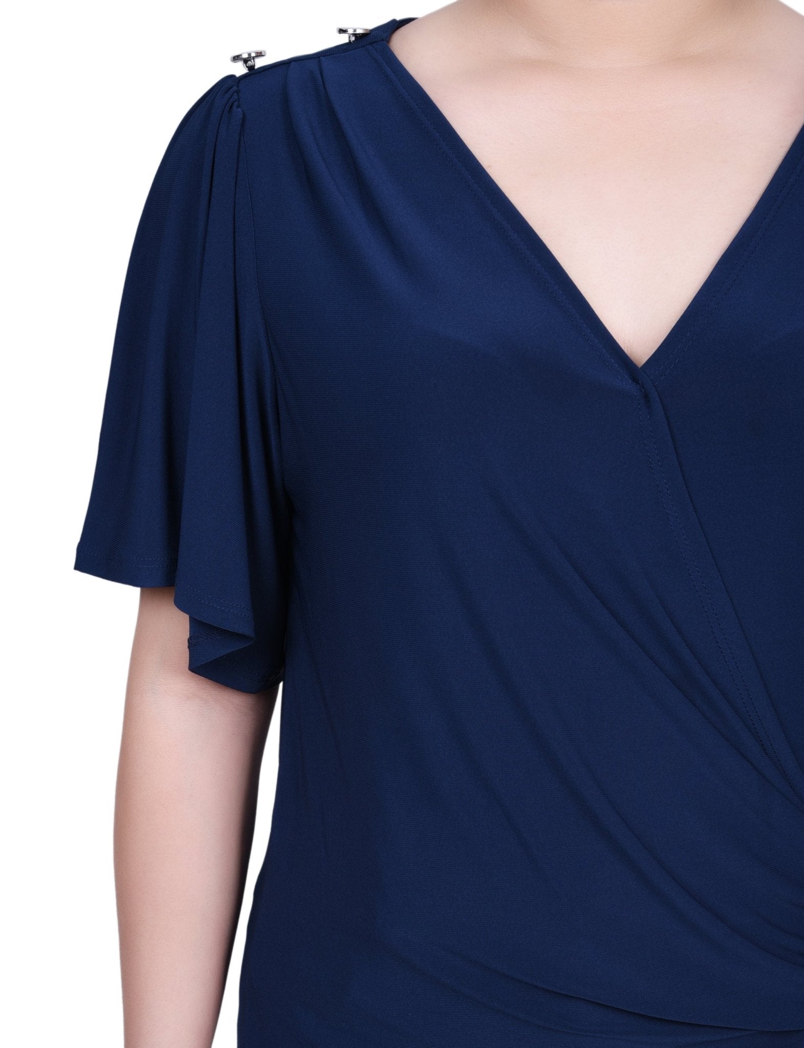 Short Sleeve Wrap Top - Petite - DressbarnShirts & Blouses