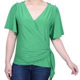 Short Sleeve Wrap Top - Petite - DressbarnShirts & Blouses