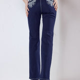 Signature 5 Pocket Bootcut Jean With Bling Back Pocket - DressbarnClothing