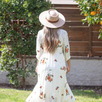Silvia Embroidered Elbow Puff Sleeve Midi Dress - DressbarnClothing