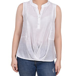 Sleeveless Blouse With Eyelet Insets - Petite - DressbarnShirts & Blouses