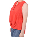 Sleeveless Blouse With Eyelet Insets - Petite - DressbarnShirts & Blouses