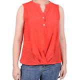 Sleeveless Blouse With Eyelet Insets - Petite - DressbarnShirts & Blouses