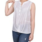 Sleeveless Blouse With Eyelet Insets - Petite - DressbarnShirts & Blouses