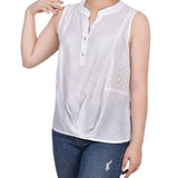 Sleeveless Blouse With Eyelet Insets - Petite - DressbarnShirts & Blouses