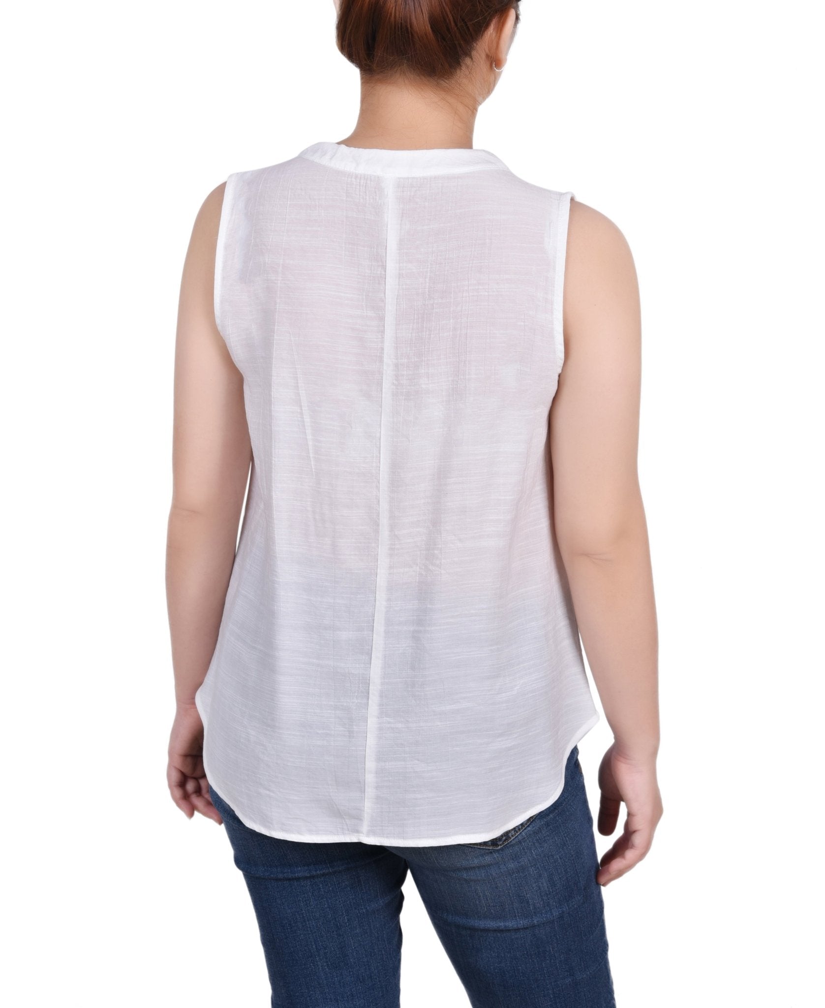 Sleeveless Blouse With Eyelet Insets - Petite - DressbarnShirts & Blouses