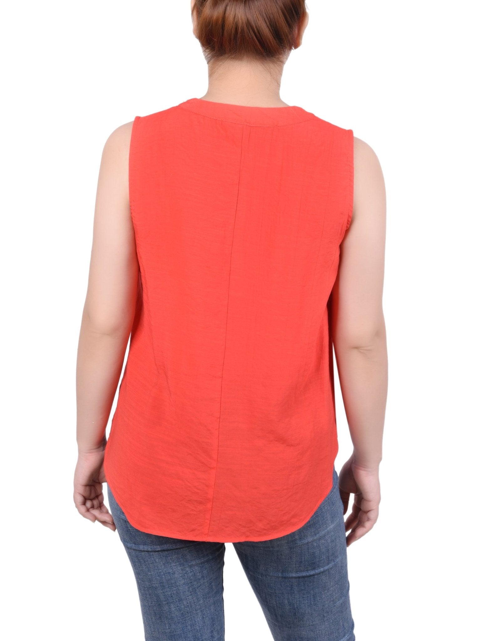 Sleeveless Blouse With Eyelet Insets - Petite - DressbarnShirts & Blouses