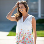 Sleeveless Floral Embroidered Pintuck Blouse - Misses - DressbarnShirts & Blouses