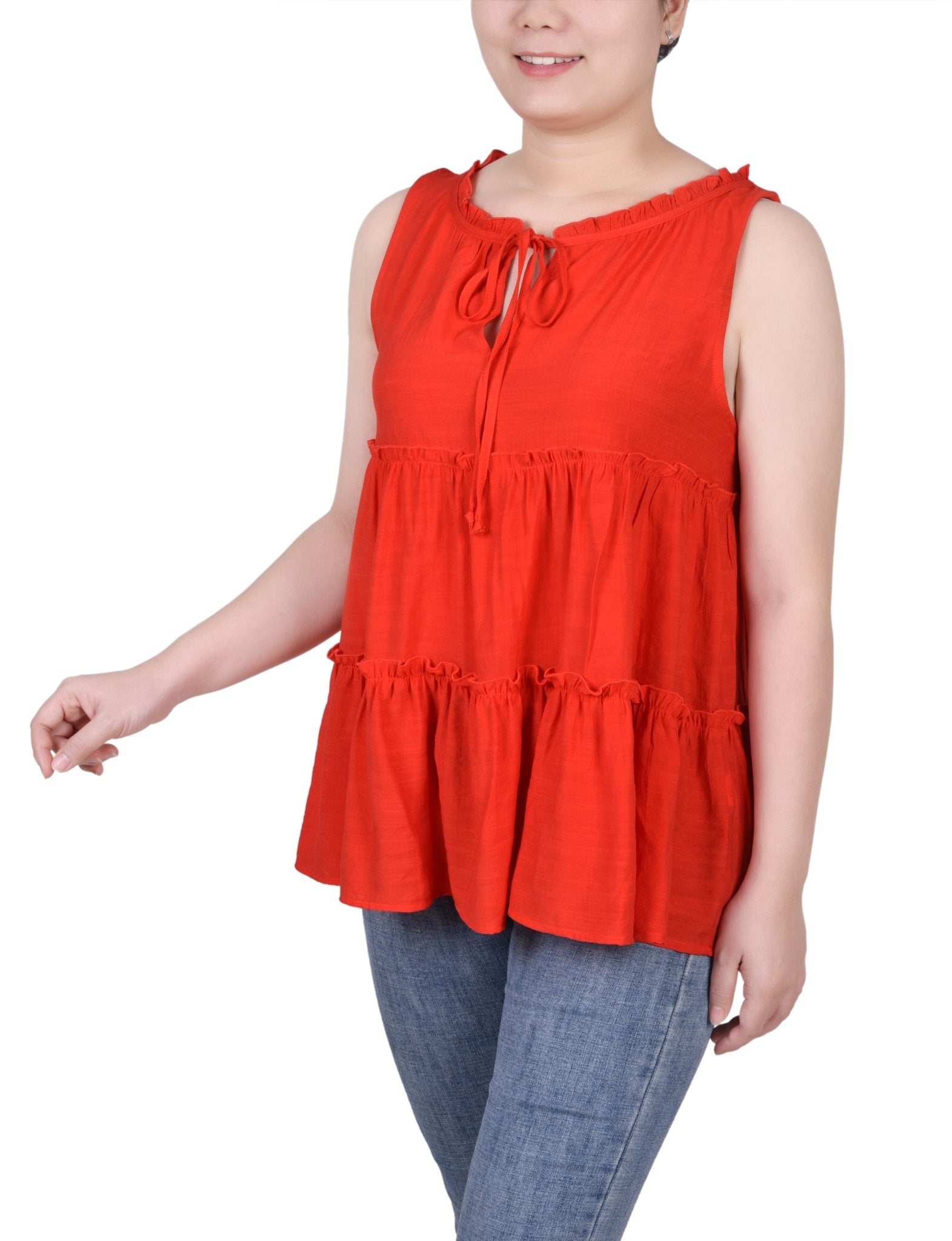Sleeveless Tiered Blouse - Petite Dressbarn Sleeveless Tiered Blouse - Petite Dressbarn