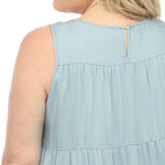 Sleeveless Tiered Chambray Midi Dress - Plus - DressbarnDresses