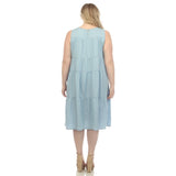 Sleeveless Tiered Chambray Midi Dress - Plus - DressbarnDresses