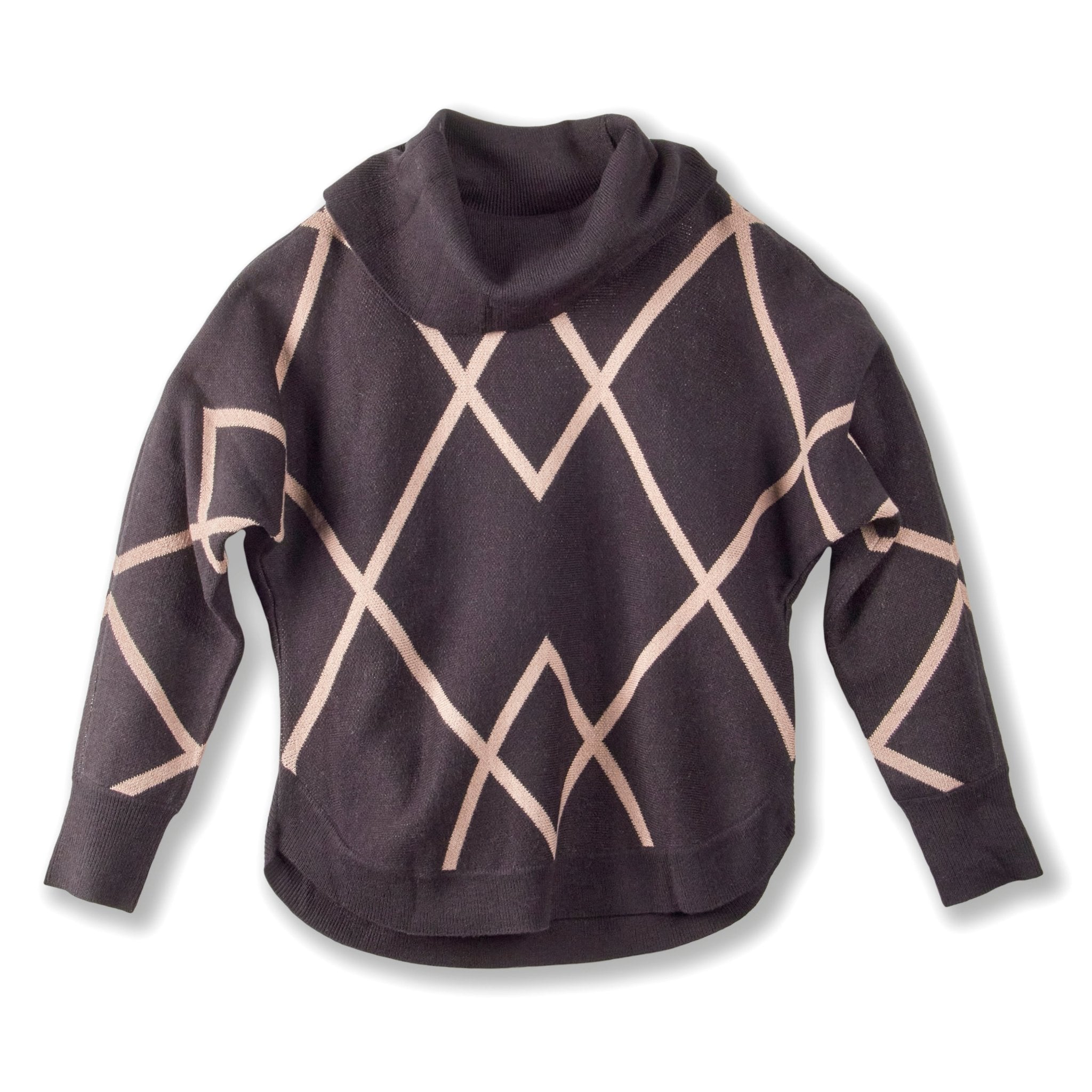 Soft Acrylic Cowl Neck Geo Pattern Sweater - DressbarnShirts & Blouses