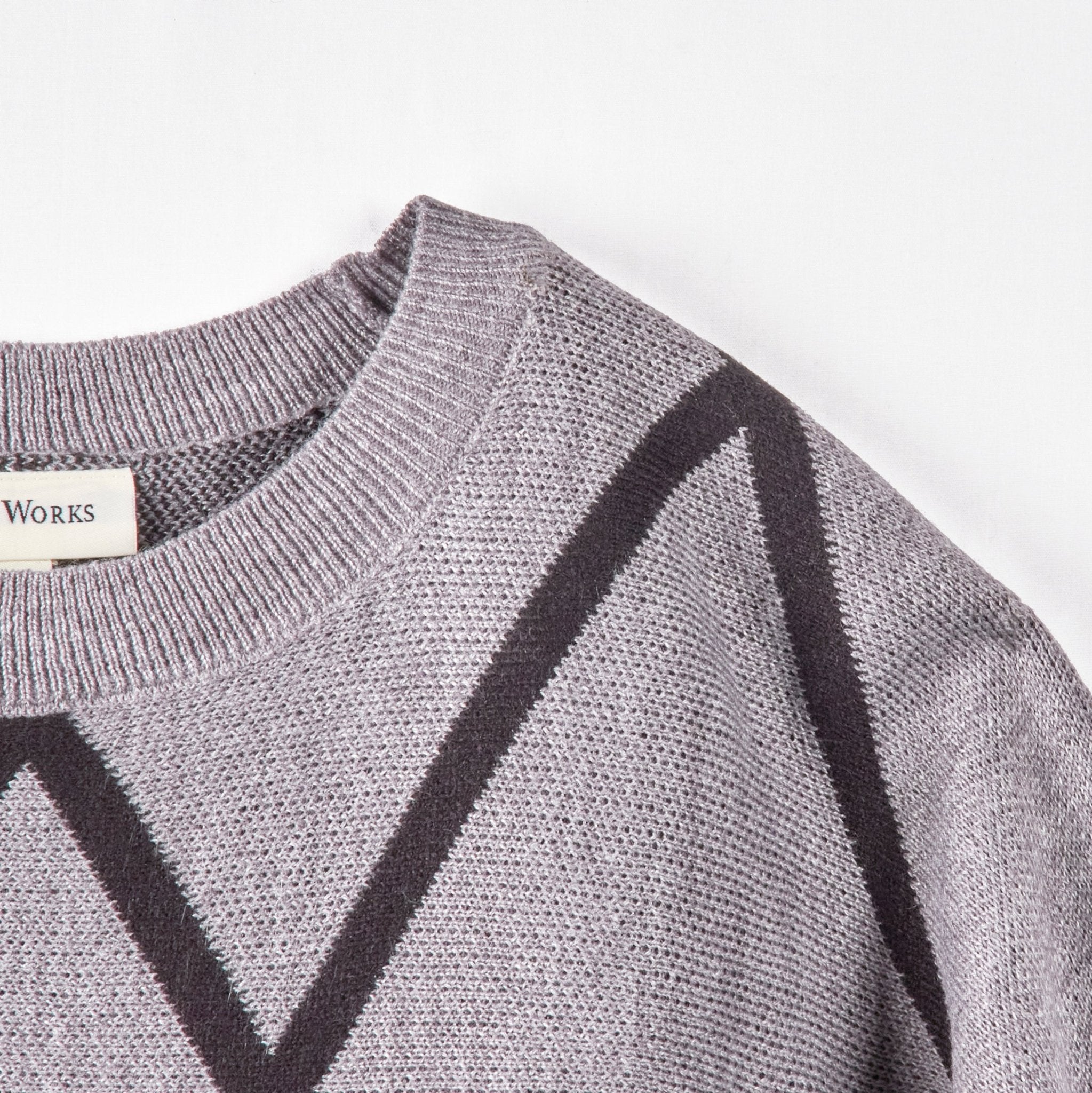 Soft Acrylic Crew Neck Geo Pattern Sweater - DressbarnShirts & Blouses