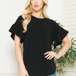 Soft Ruffle Sleeve Top - Plus - DressbarnShirts & Blouses