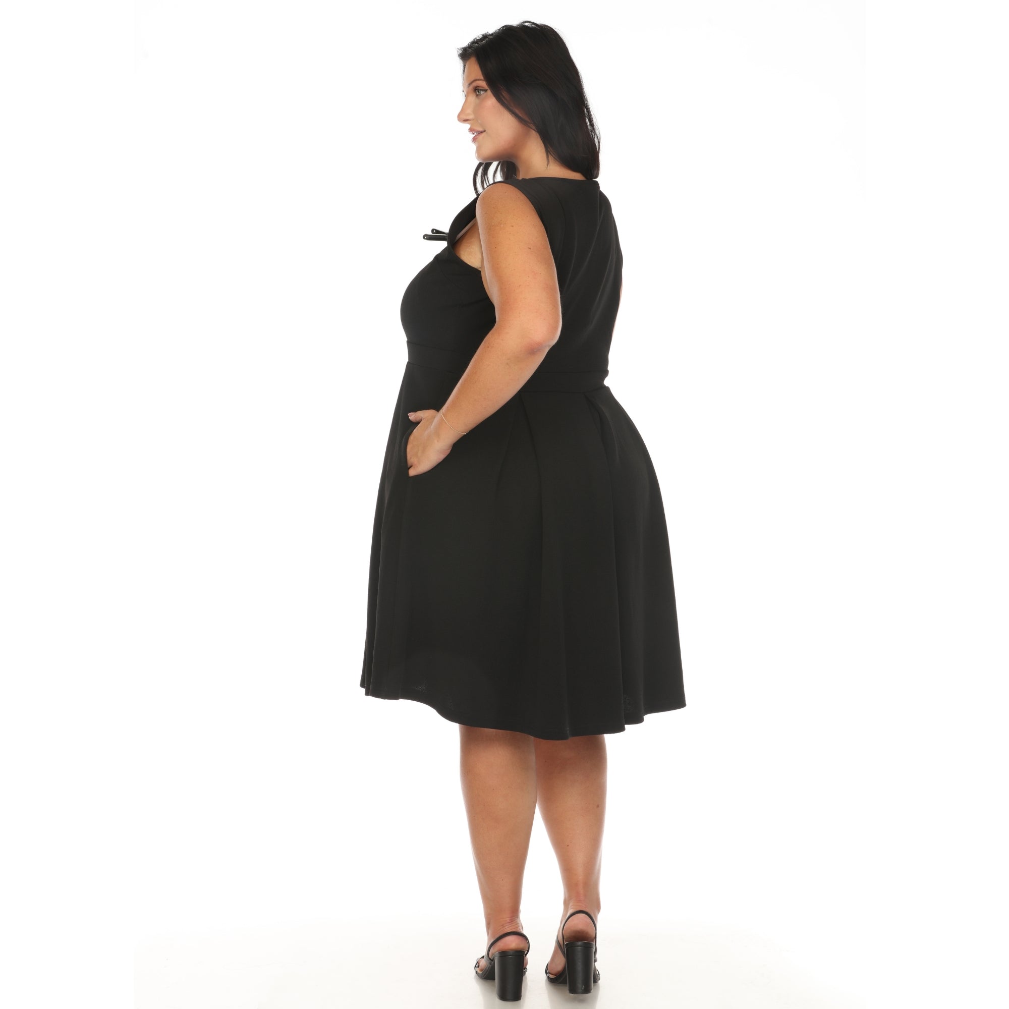 Solid Fit and Flare Dress - Plus - DressbarnKnee Length & Midi Dresses