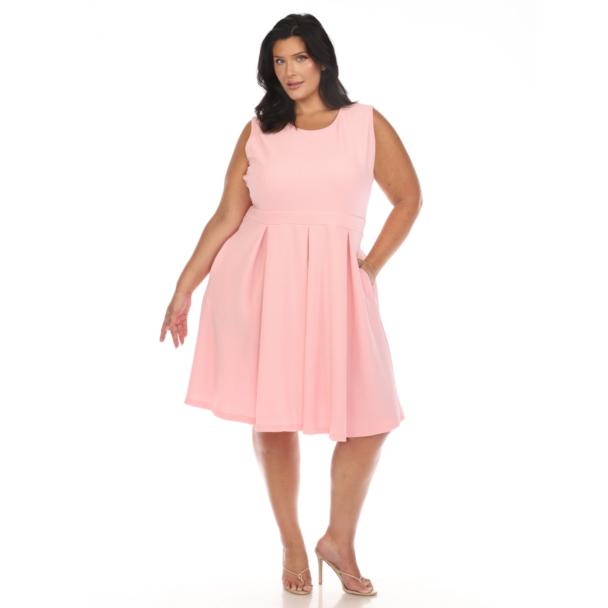 Solid Fit and Flare Dress - Plus - DressbarnKnee Length & Midi Dresses