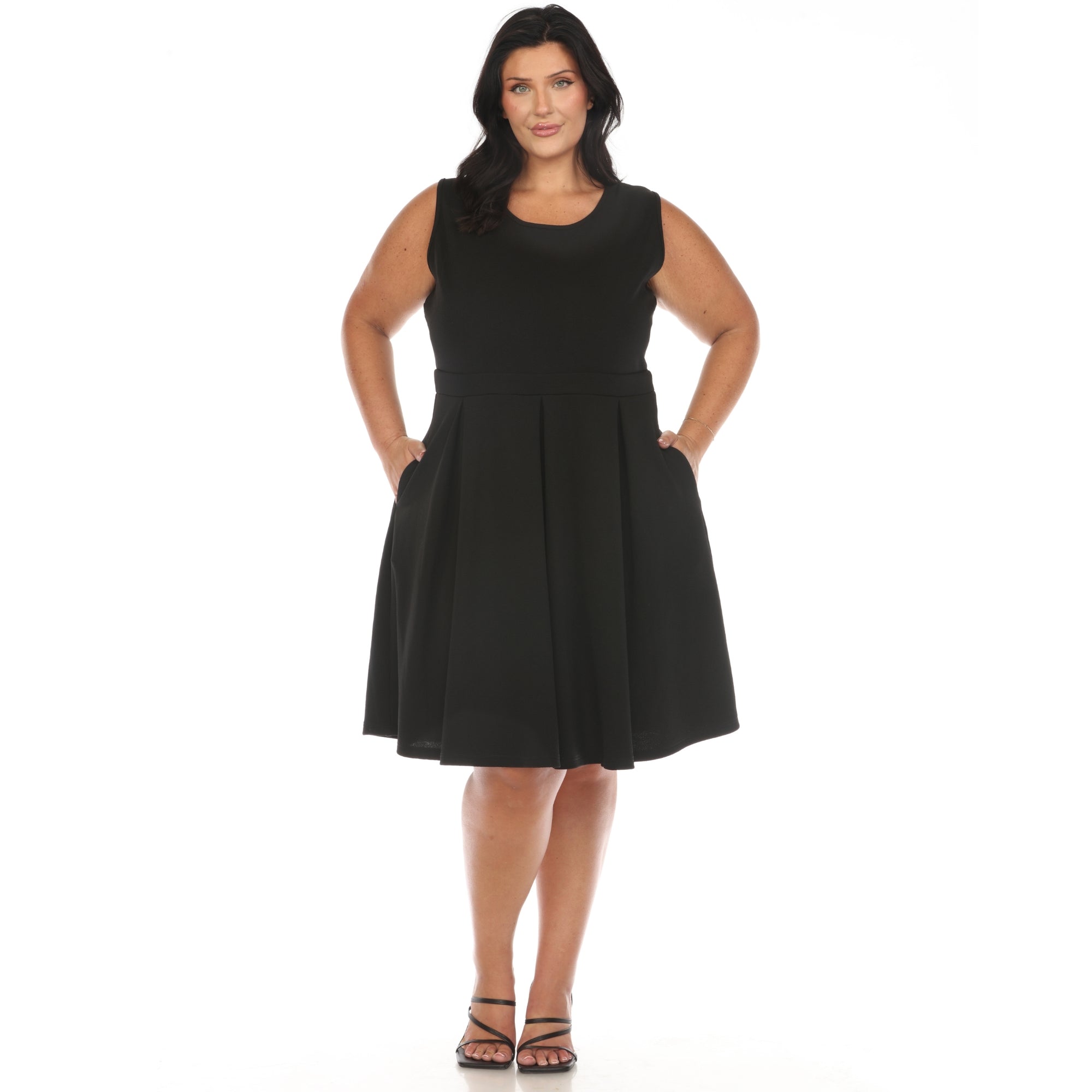 Solid Fit and Flare Dress - Plus - DressbarnKnee Length & Midi Dresses