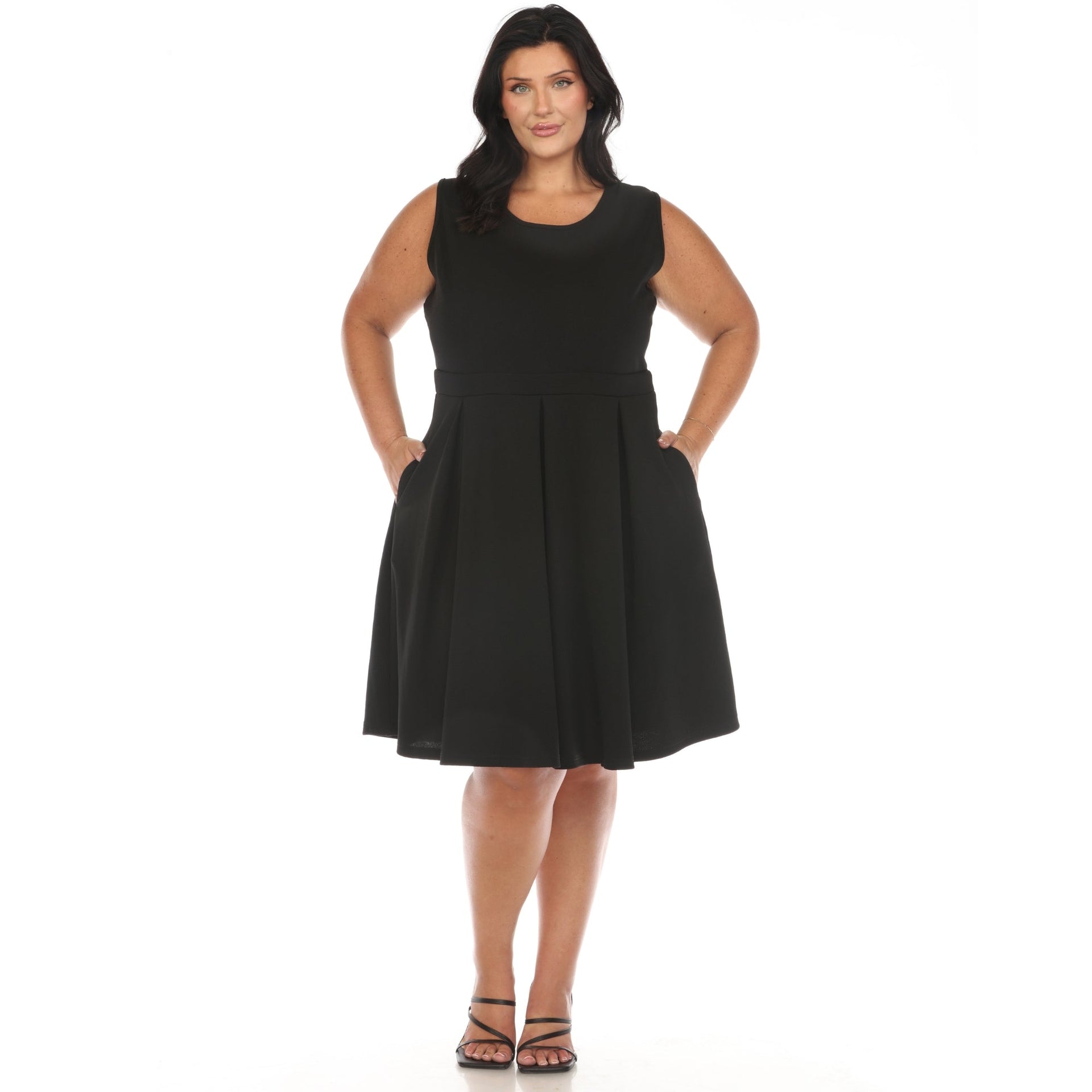 Solid Fit and Flare Dress - Plus Solid Fit and Flare Dress - Plus