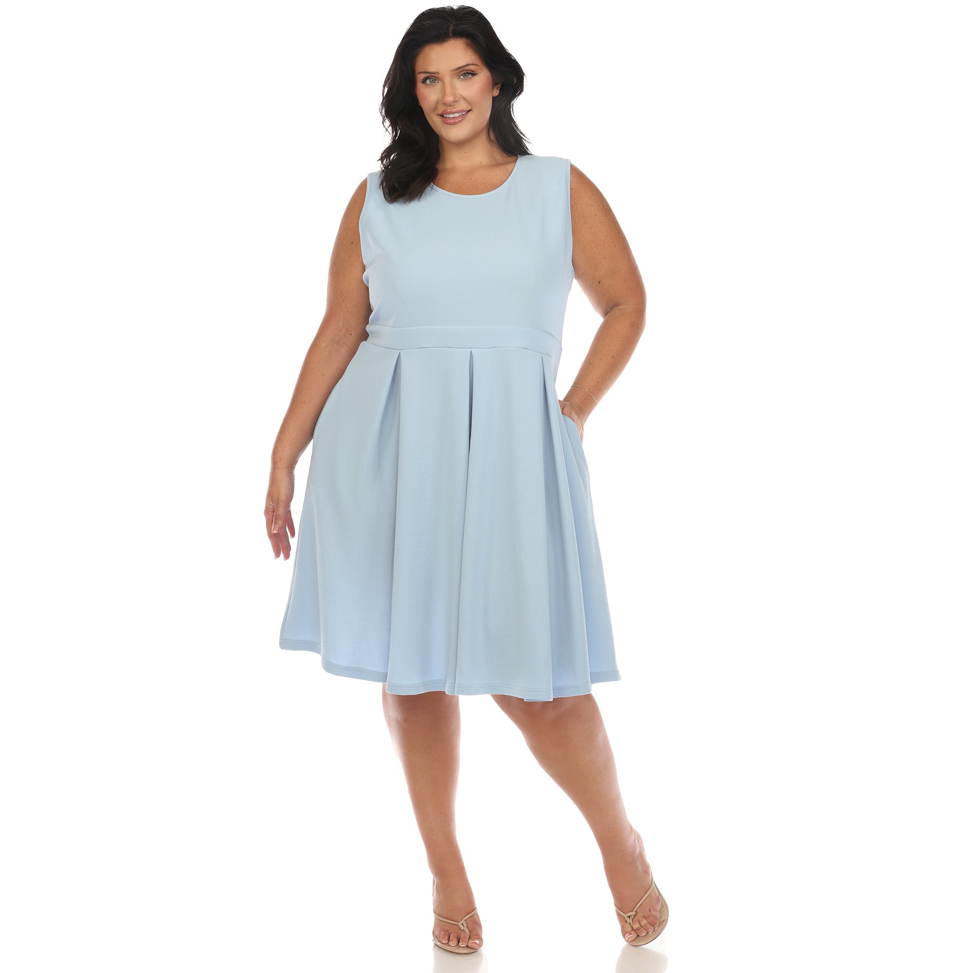 Solid Fit and Flare Dress