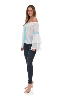Solid Off The Shoulder Top With Lace Trim - DressbarnSwimwear