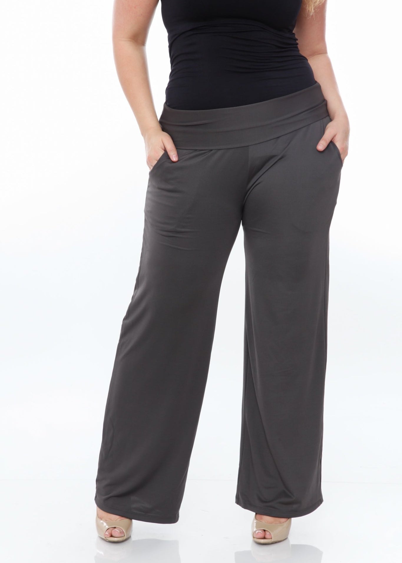 Solid Palazzo Pants - Plus - DressbarnPants