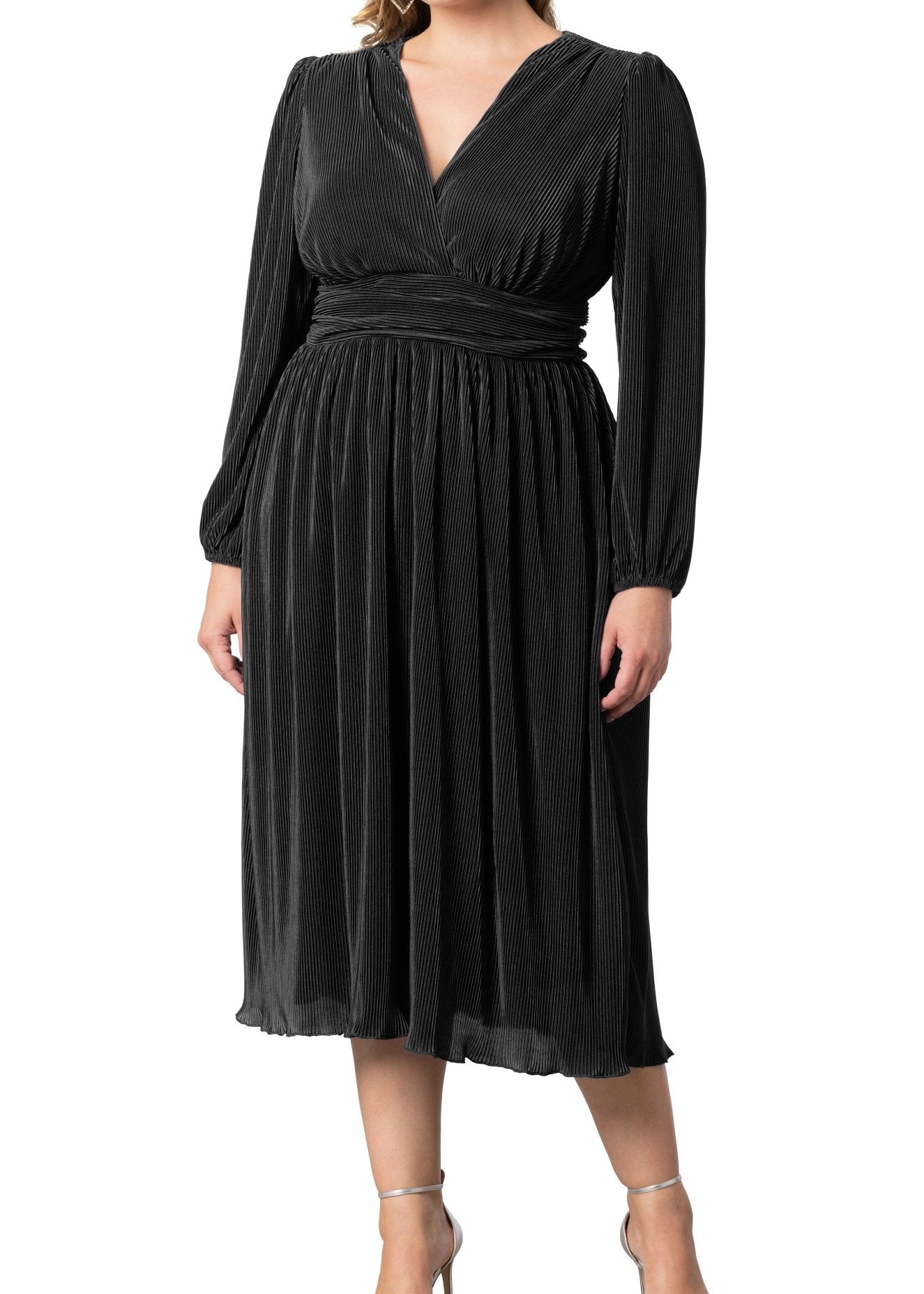 Sophie Long Sleeve Pleated Cocktail Dress - Plus - DressbarnDresses