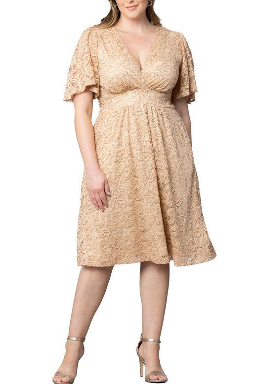 Starry Sequined Lace Cocktail Dress - Plus - DressbarnKnee Length & Midi Dresses
