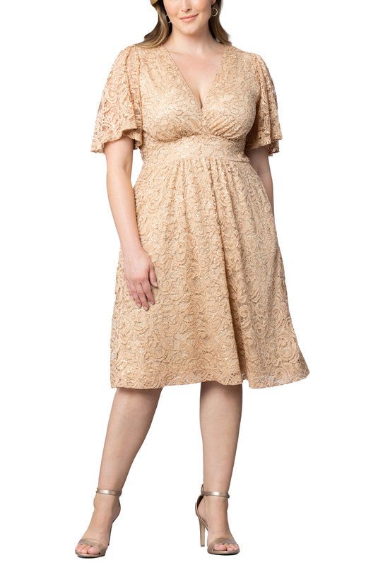 Plus Size Starry Sequin Lace Cocktail Dress - Storm Grey