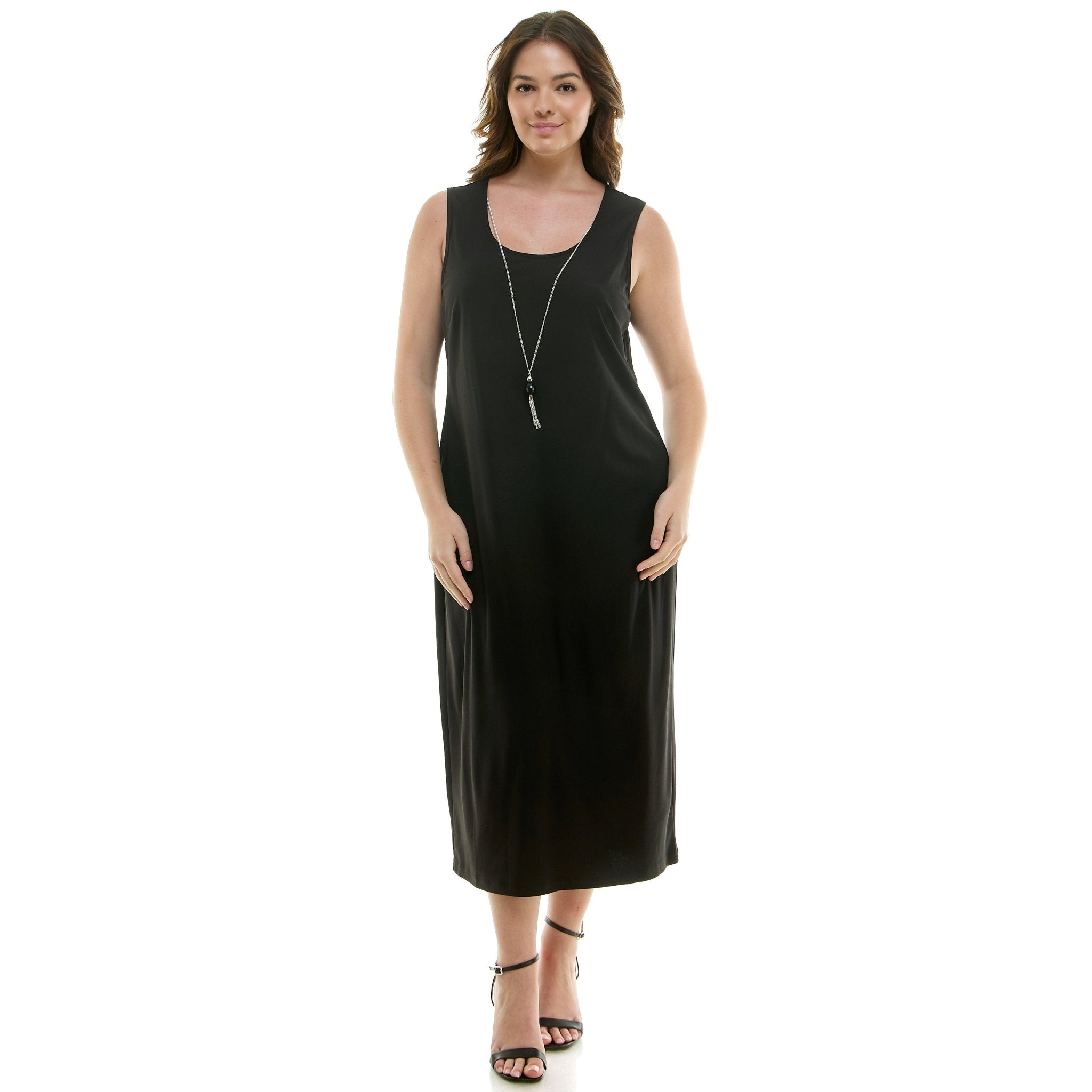 Striped Jacket Tank Dress with Detachable Necklace - Plus Dressbarn Striped Jacket Tank Dress with Detachable Necklace - Plus Dressbarn