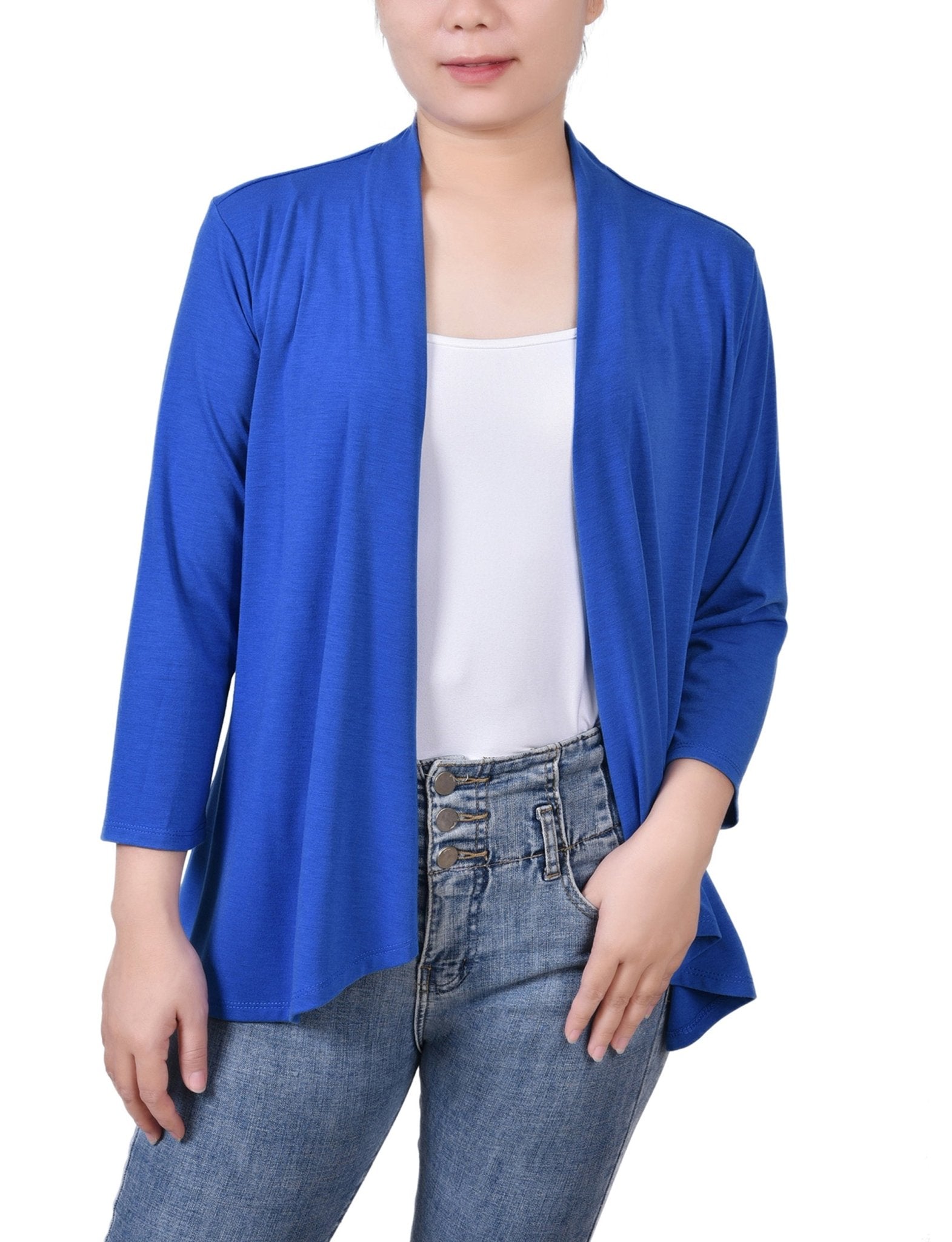 Surf The Web Solid 3/4 Sleeve Cardigan - DressbarnCardigans & Completers