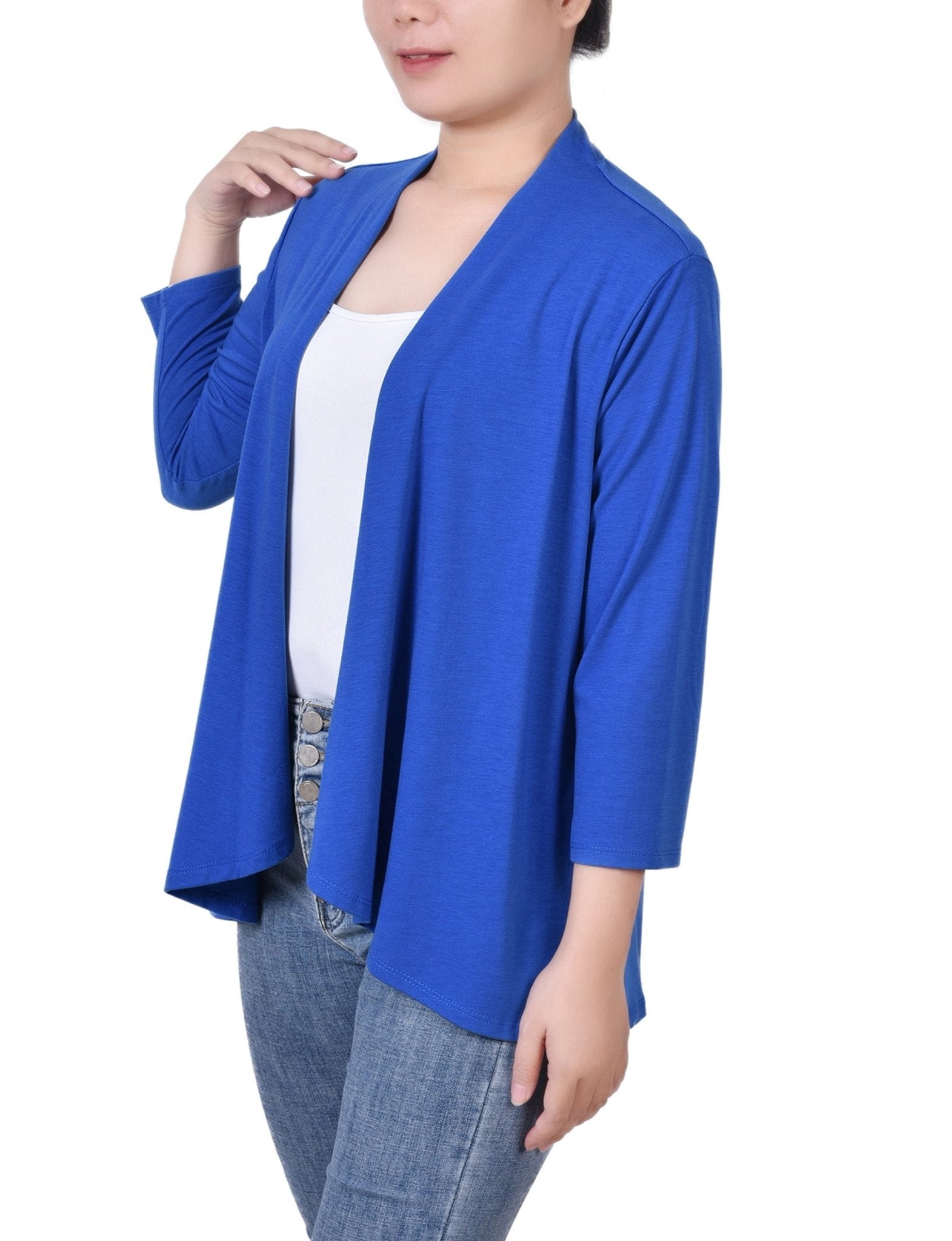Surf The Web Solid 3/4 Sleeve Cardigan - DressbarnCardigans & Completers