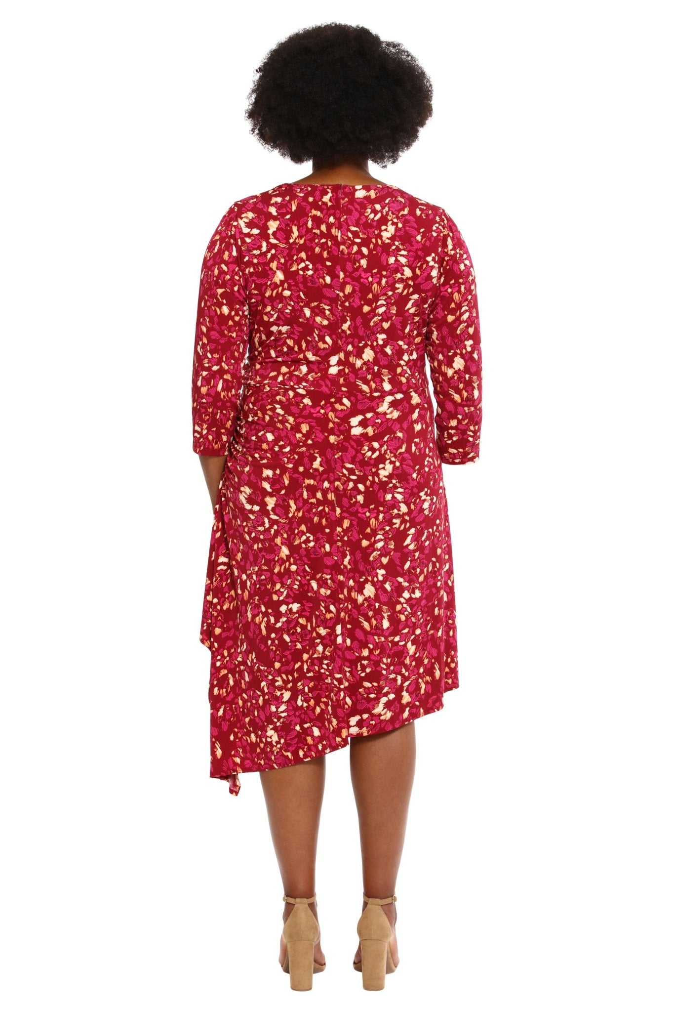 Surplice Asymmetrical Shirred Midi Dress - Plus - DressbarnDresses