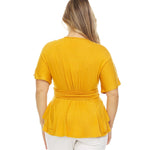 Surplice Front Short Sleeves V-Neck Top - DressbarnShirts & Blouses