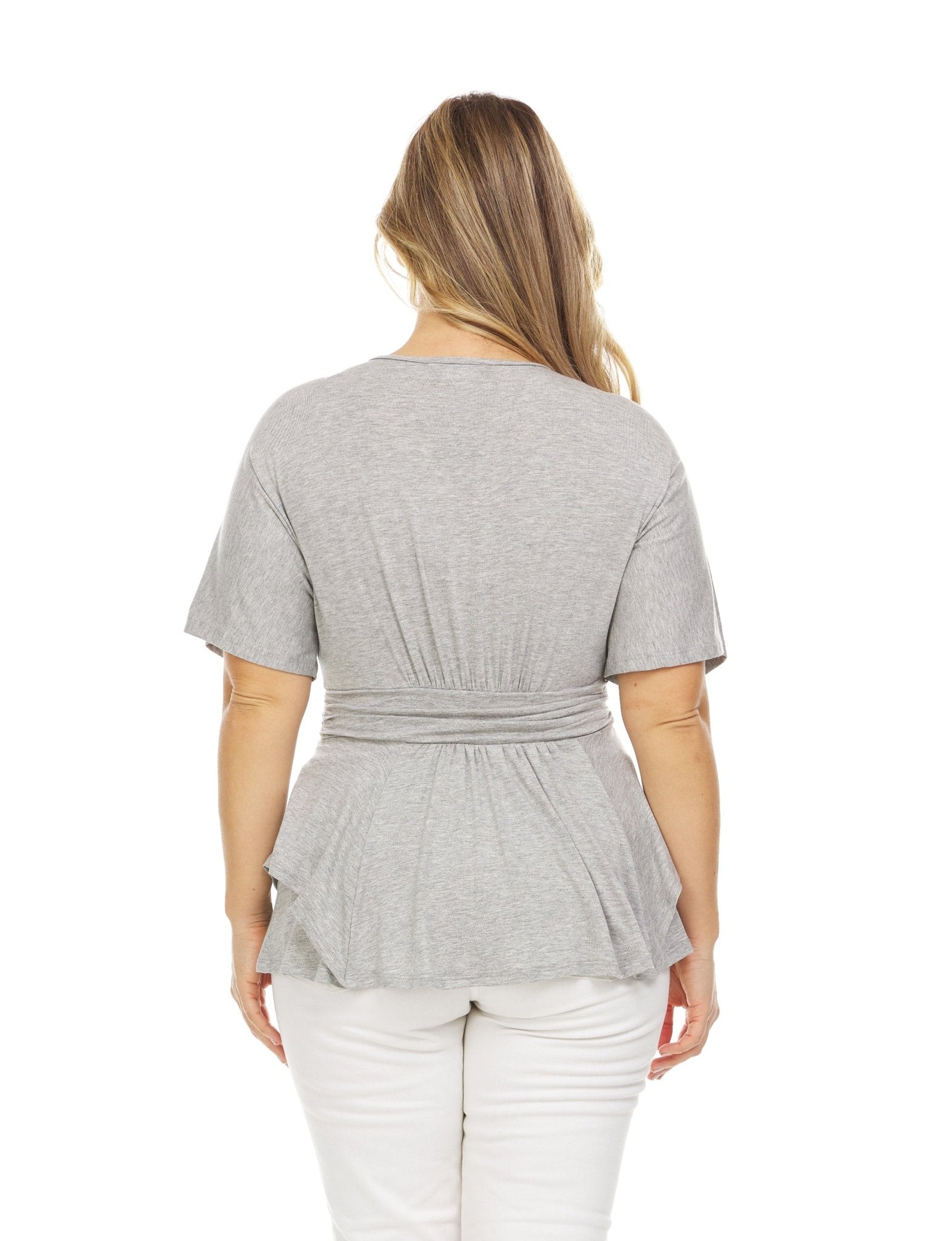 Surplice Front Short Sleeves V-Neck Top - DressbarnShirts & Blouses