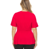 Surplice Front Short Sleeves V-Neck Top - Plus - DressbarnShirts & Blouses